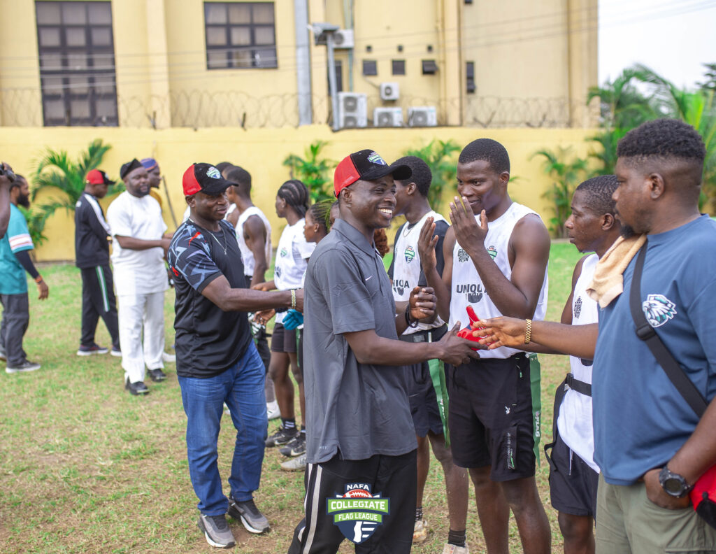 greeting players at the exhibition